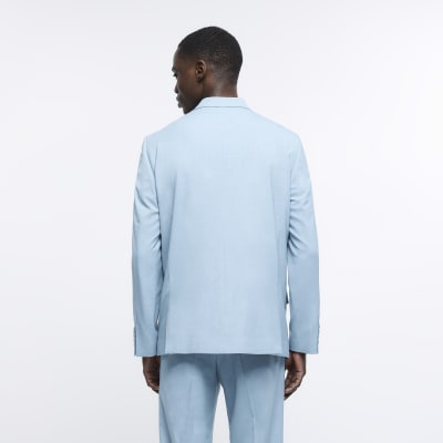 Blue slim fit double breasted blazer