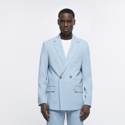 Light blue outlet double breasted coat