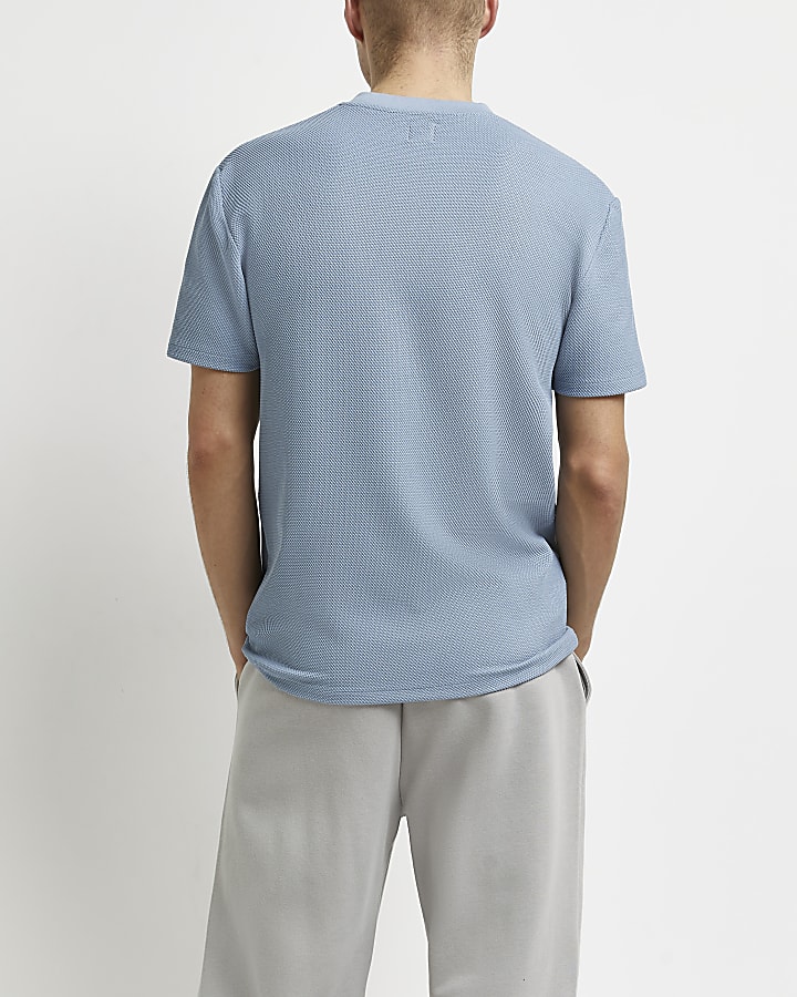 Blue slim fit graphic t-shirt