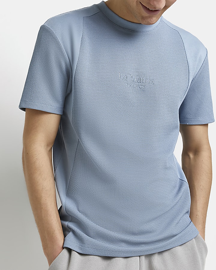 Blue slim fit graphic t-shirt
