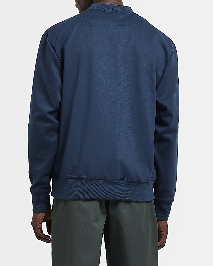 Blue Slim fit High Neck Sweatshirt