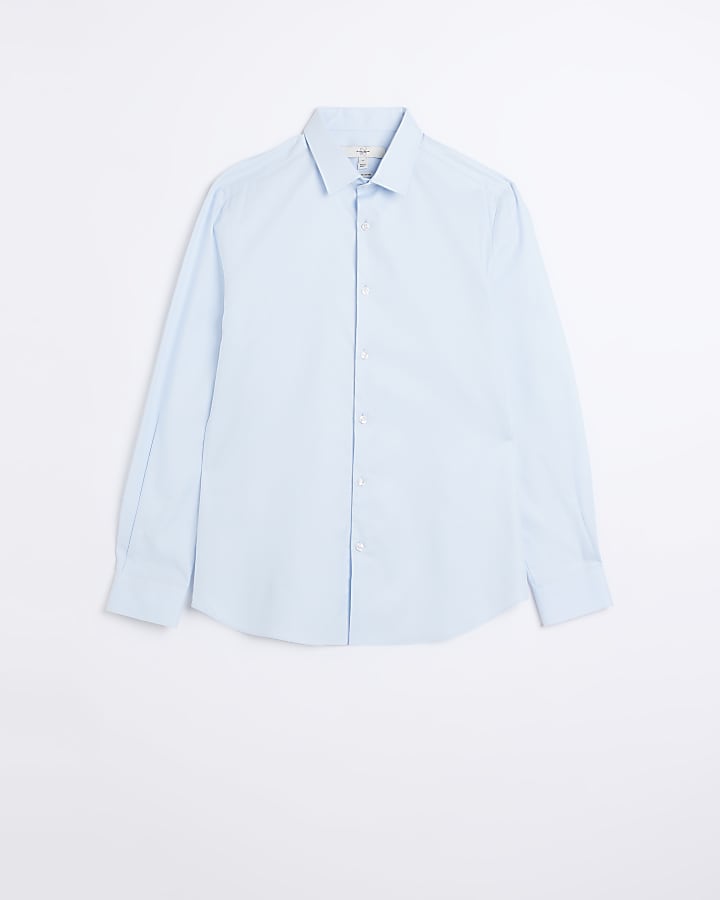 Blue slim fit long sleeve shirt