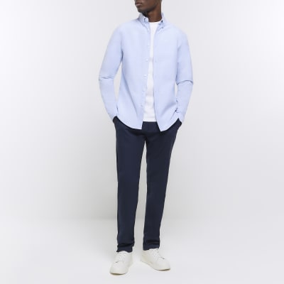 Blue slim fit multipack of 2 oxford shirts River Island