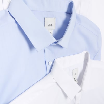 Blue slim fit multipack of 5 smart shirts River Island