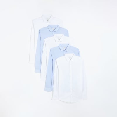 Blue slim fit multipack of 5 smart shirts River Island