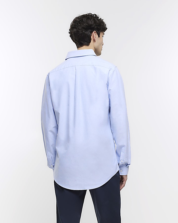 Blue slim fit oxford shirt
