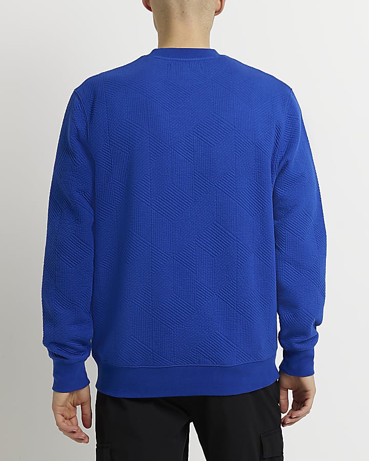 Blue Slim fit Quilted sweatshirt