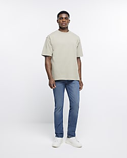 Blue slim fit relaxed jeans