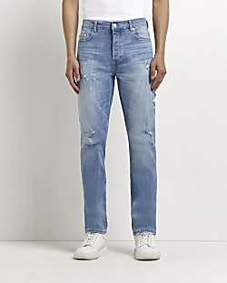Blue slim fit ripped jeans