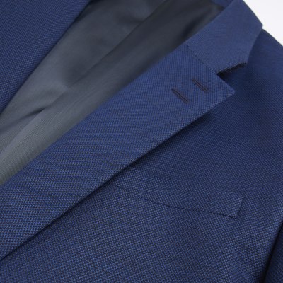 Blue slim fit single breasted suit jacket