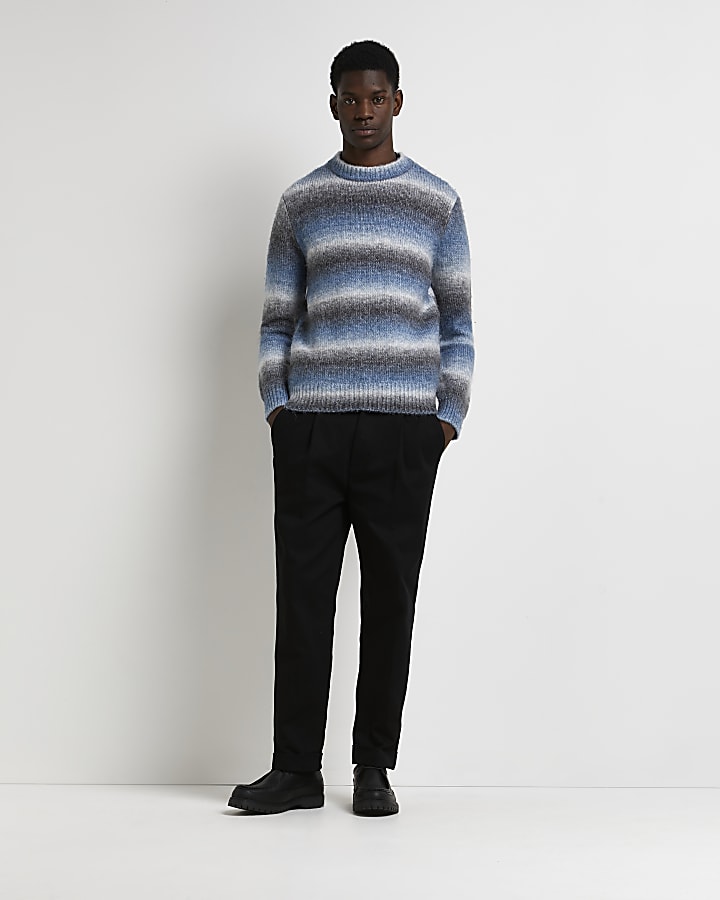 Blue slim fit soft touch ombre jumper
