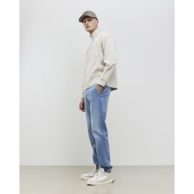 Blue Slim Fit Stretch Denim Joggers