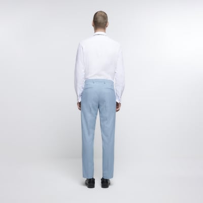 Blue slim fit suit trousers