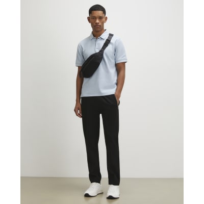 Blue Slim Fit Textured Polo Shirt