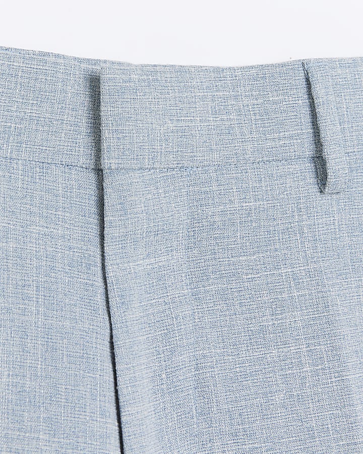 Blue slim fit textured smart shorts