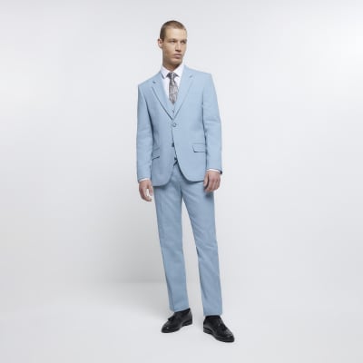 Blue slim fit waistcoat