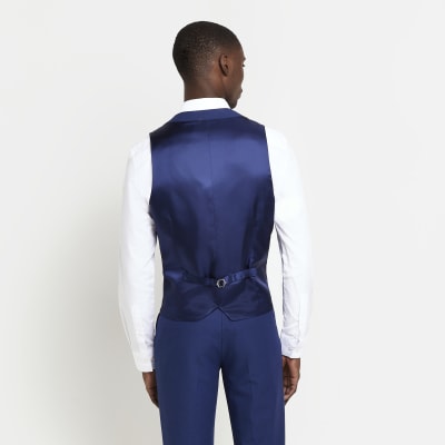 Blue slim fit waistcoat River Island