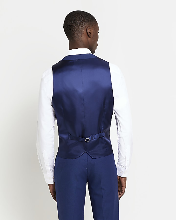 Blue slim fit waistcoat