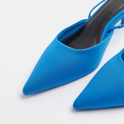 Blue sling back court shoes