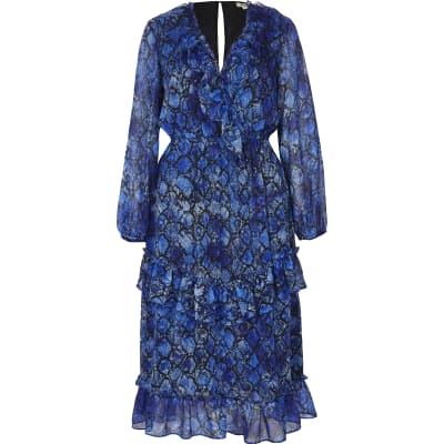 blue frill wrap dress