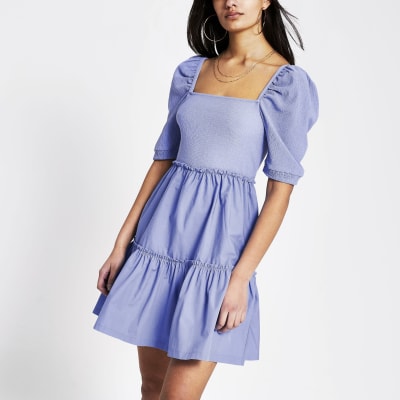 square neck smock dress