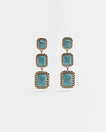 Blue stone drop earrings