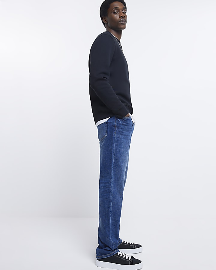 Blue straight fit jeans