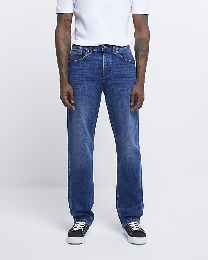 Blue straight fit jeans