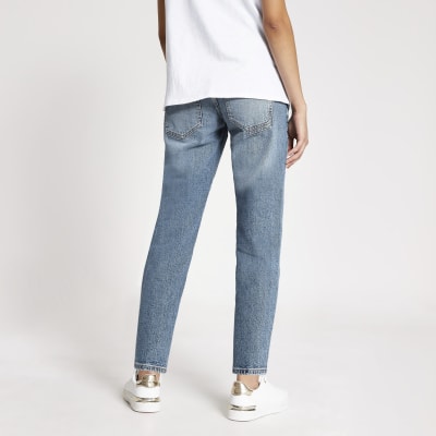 Blue straight leg overbump maternity jeans