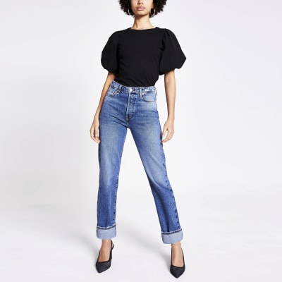 super high waisted jeans with buttons