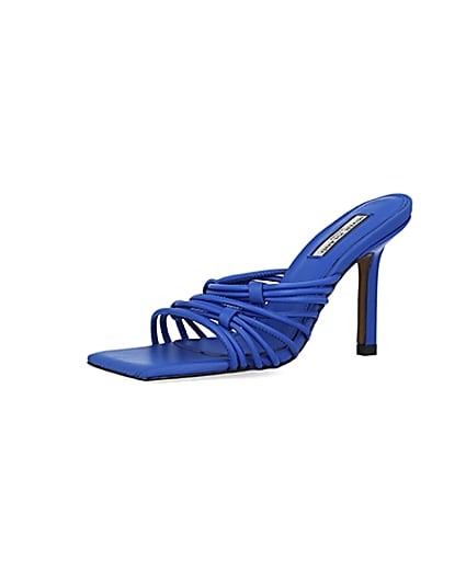 360 degree animation of product Blue strappy heeled mules frame-1