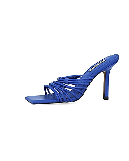 360 degree animation of product Blue strappy heeled mules frame-2