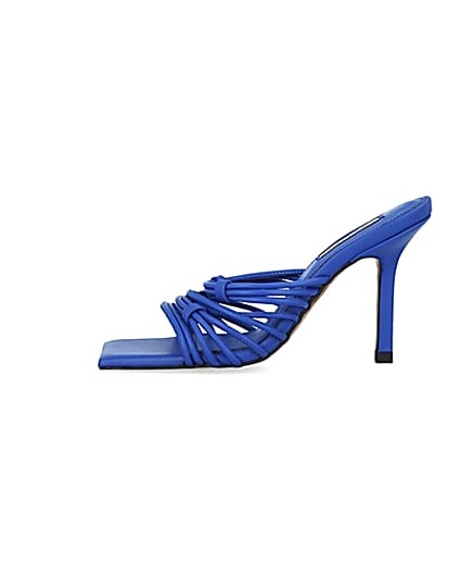 360 degree animation of product Blue strappy heeled mules frame-3