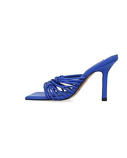 360 degree animation of product Blue strappy heeled mules frame-4