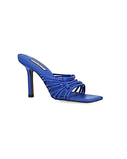360 degree animation of product Blue strappy heeled mules frame-17