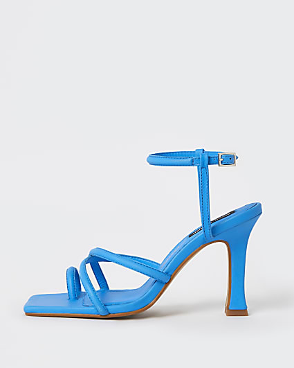 Blue strappy heeled sandals