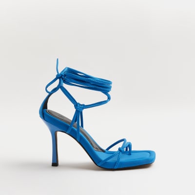 Blue tie up online sandals