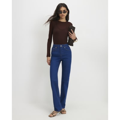 Blue Stretch Straight Leg Jeans