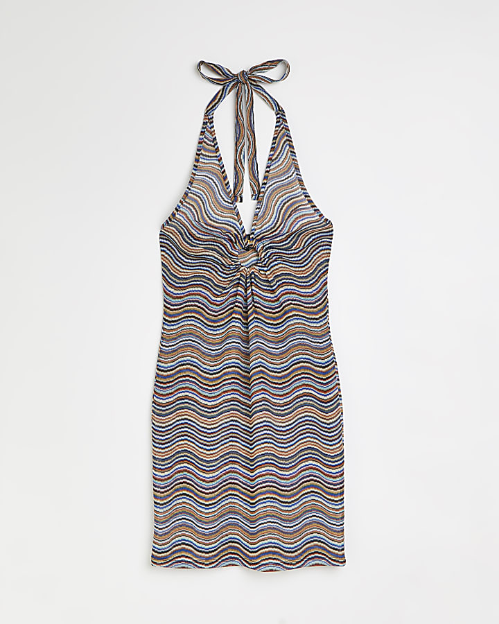 Blue stripe beach bodycon mini dress