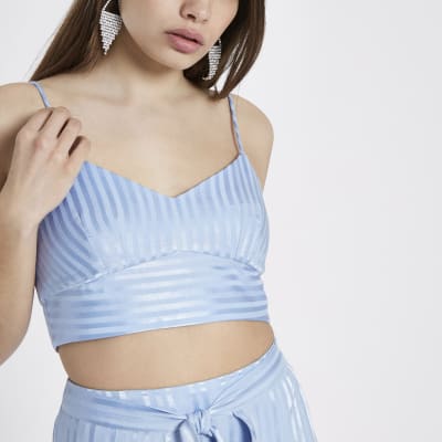 Blue stripe cami bralet