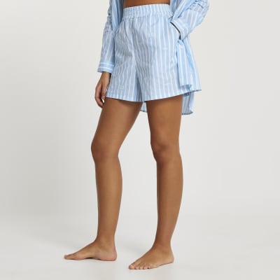 Blue stripe loose fit shorts