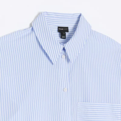 Blue stripe poplin shirt