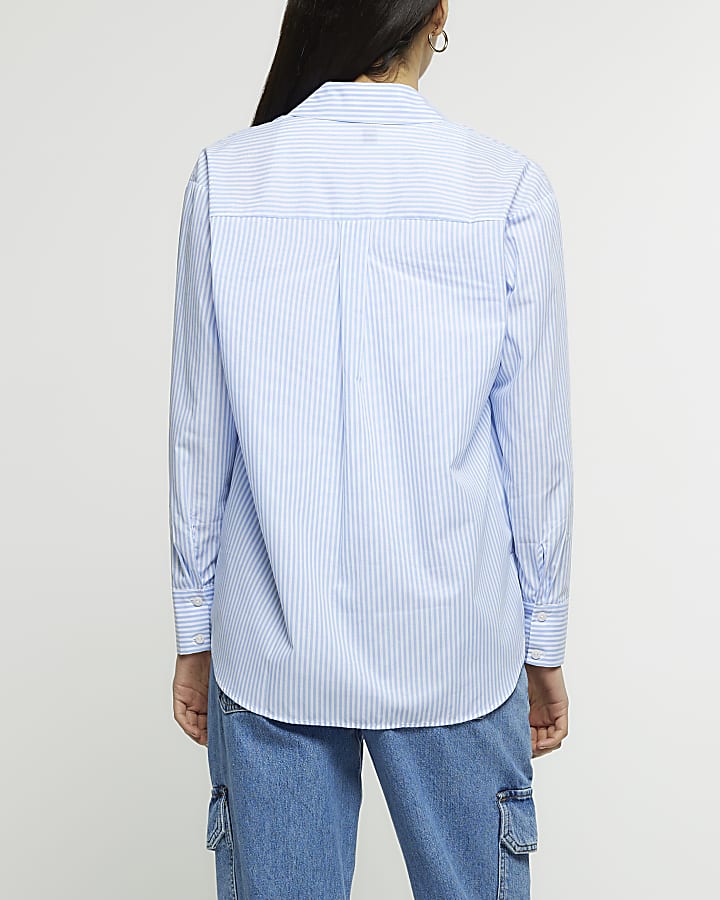 Blue stripe poplin shirt