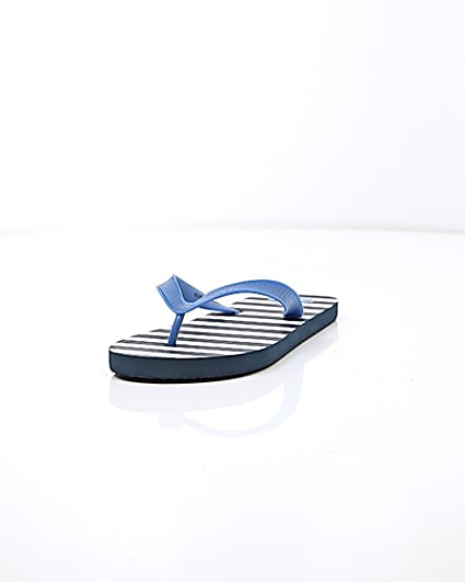 360 degree animation of product Blue stripe print flip flops frame-2