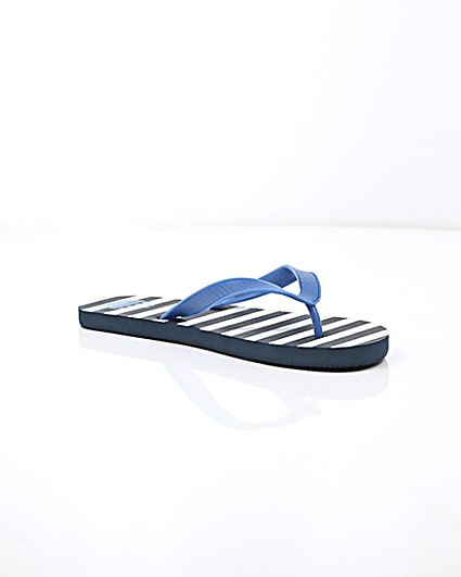 360 degree animation of product Blue stripe print flip flops frame-7