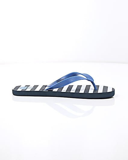 360 degree animation of product Blue stripe print flip flops frame-9