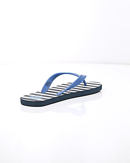 360 degree animation of product Blue stripe print flip flops frame-13
