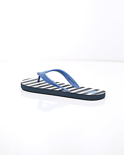 360 degree animation of product Blue stripe print flip flops frame-19