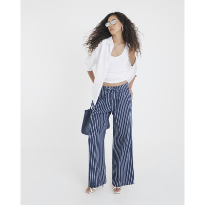 Blue Stripe Wide Leg Pyjama Jeans