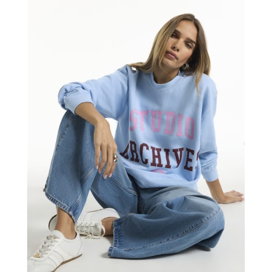 River Island Blue Studio Archive Hotfix Sweatshirt